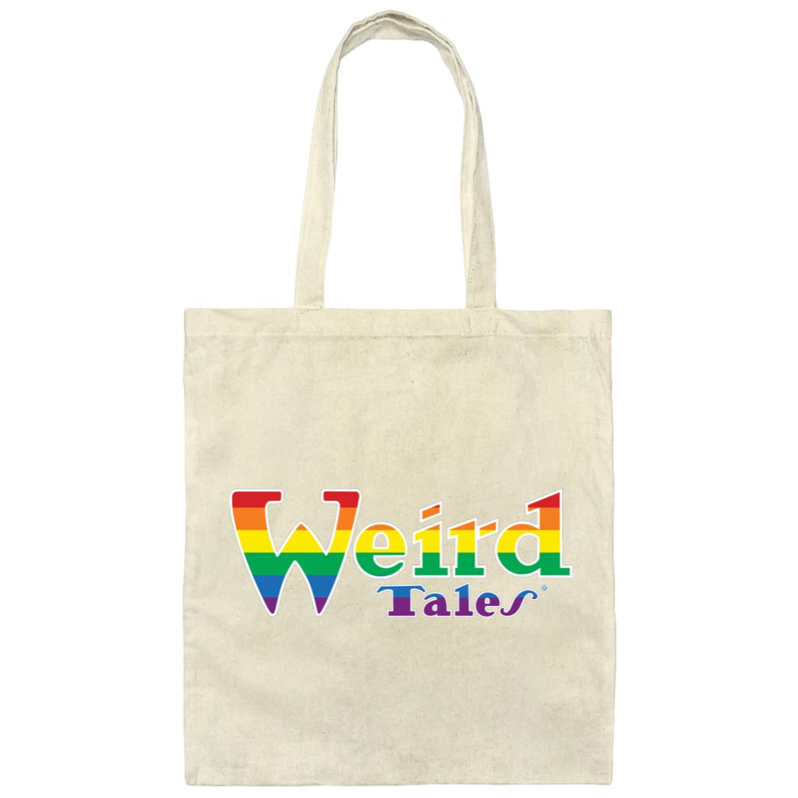 Weird Tales Logo Rainbow Pride Canvas Tote Bag