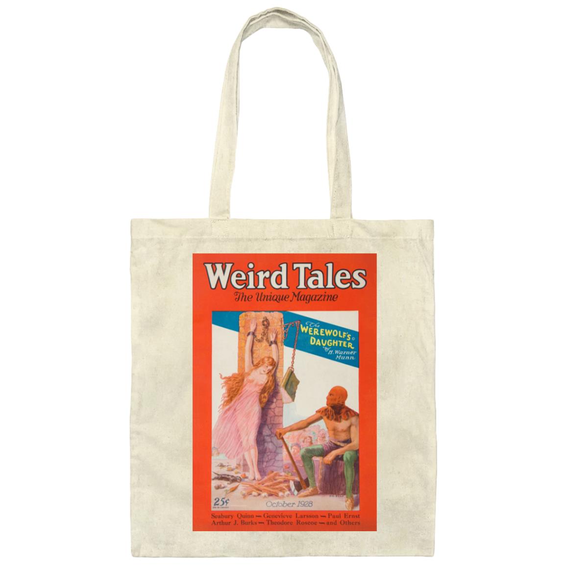 Weird Tales Cover "The Werewolf's Daughter" October 1928 Canvas Tote Bag