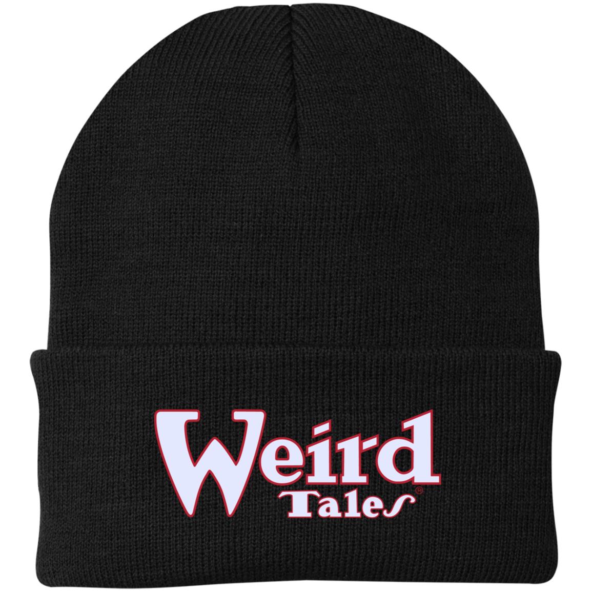 Weird Tales Logo White-Red Embroidered Knit Cap