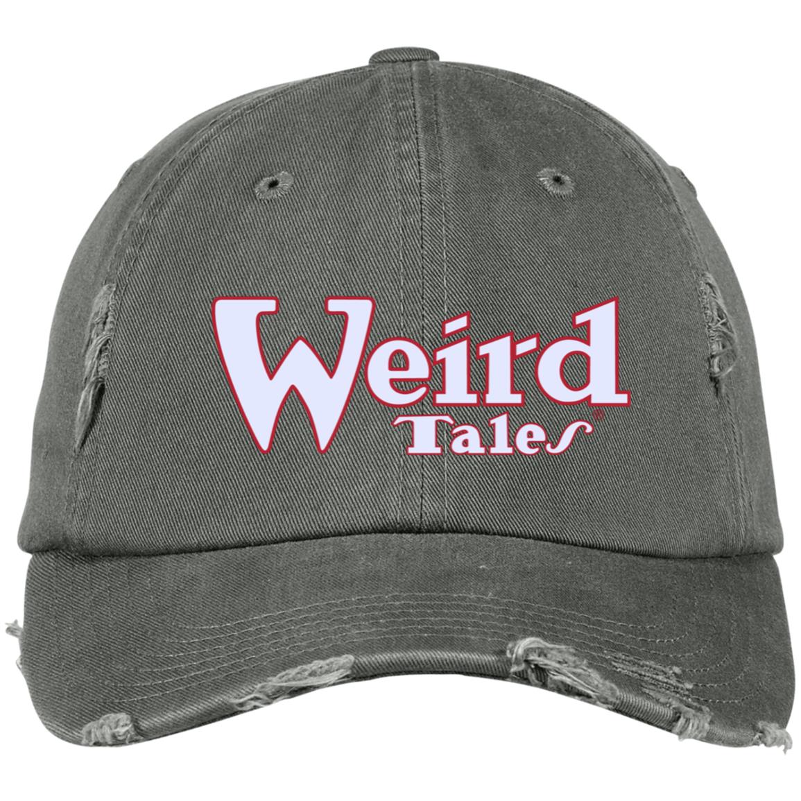 Weird Tales Logo White-Red Embroidered Distressed Dad Cap