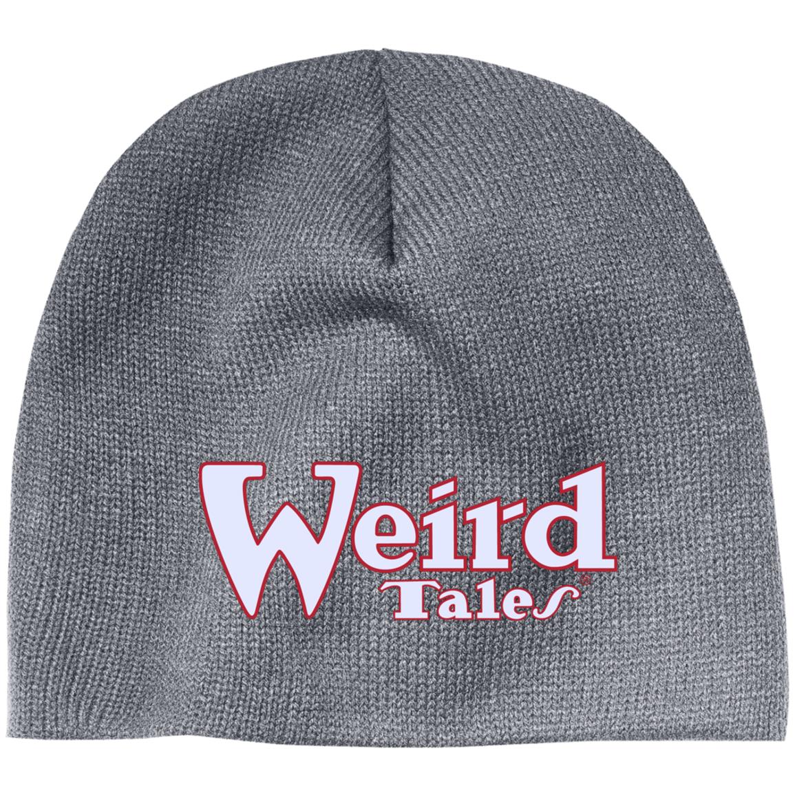 Weird Tales Logo White-Red Embroidered 100% Acrylic Beanie