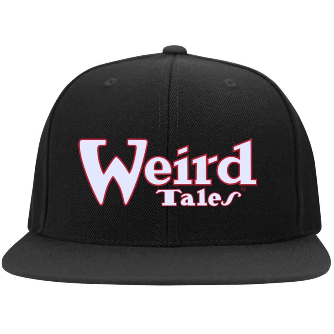 Weird Tales Logo White-Red Embroidered Flat Bill High-Profile Snapback Hat