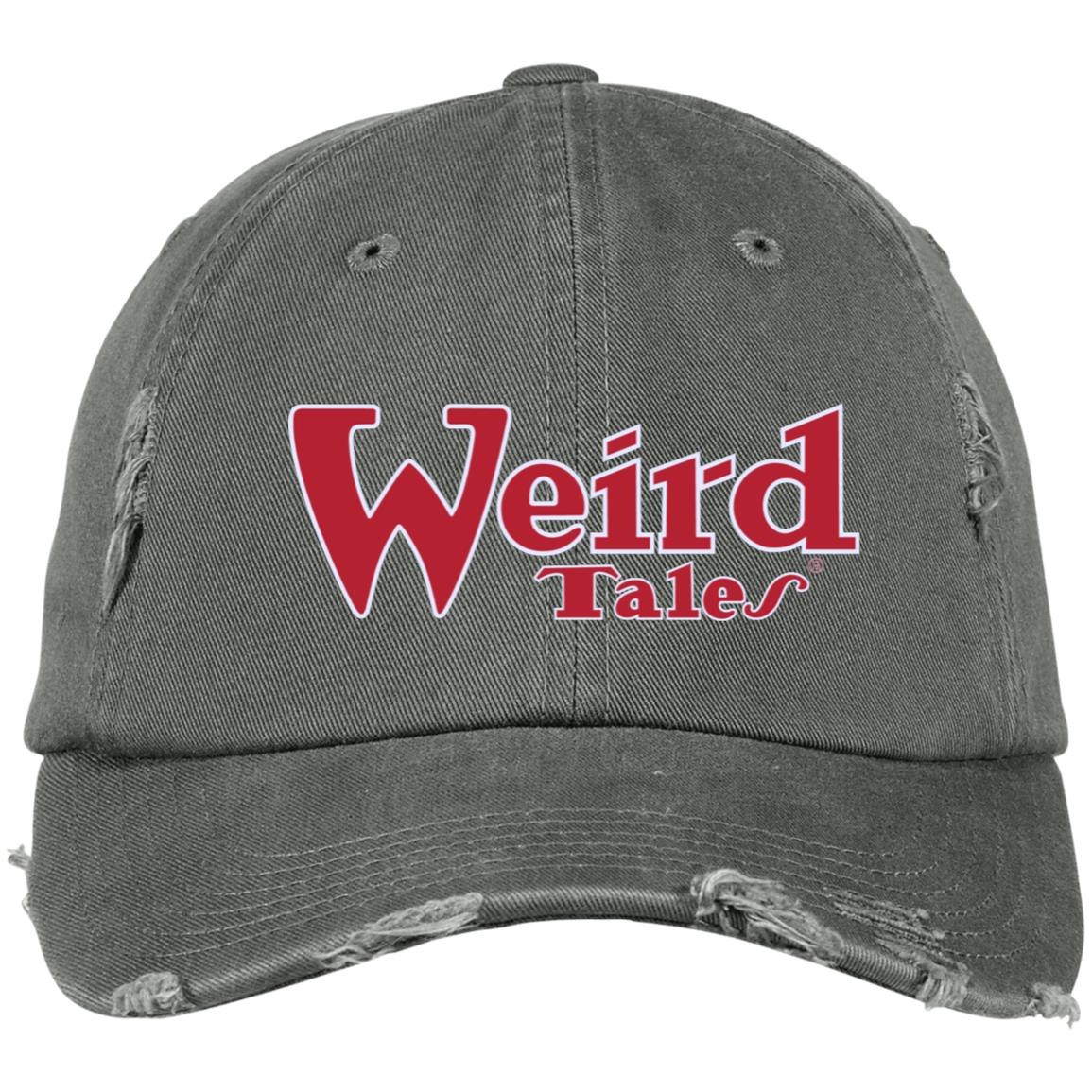 Weird Tales Logo Red-White Embroidered Distressed Dad Cap