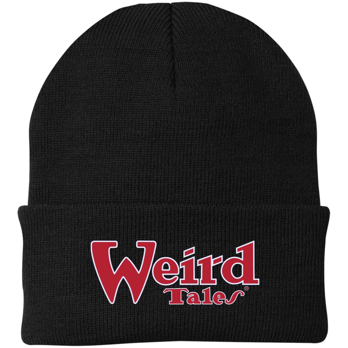 Weird Tales Logo Red-White Embroidered Knit Cap