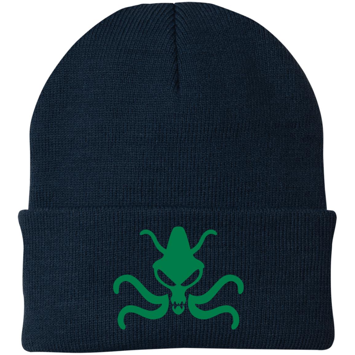 Weird Tales Squid Green Embroidered Knit Cap