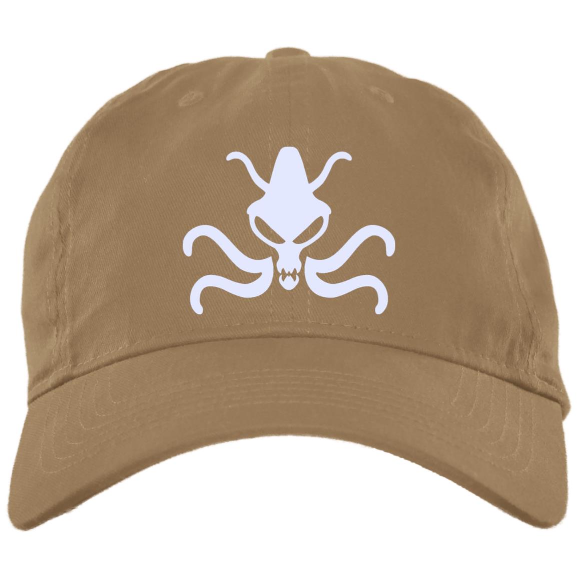 Weird Tales Squid White Embroidered Brushed Twill Unstructured Dad Cap