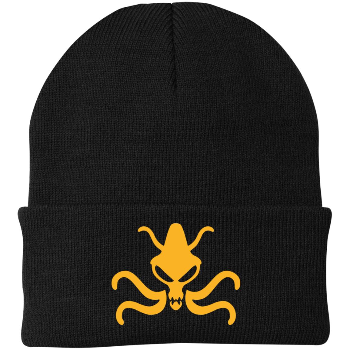 Weird Tales Squid Yellow Embroidered Knit Cap