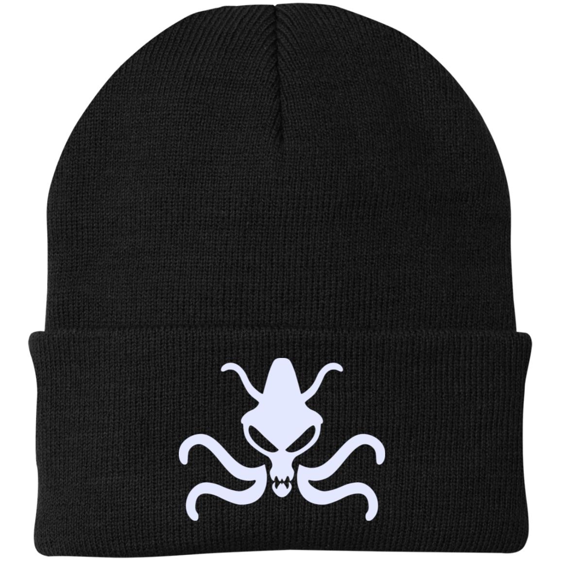 Weird Tales Squid White Embroidered Knit Cap
