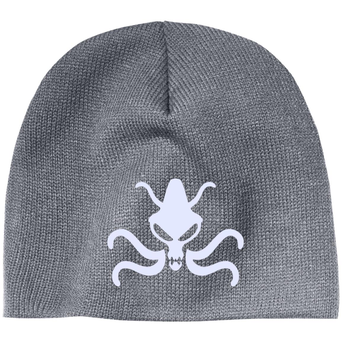 Weird Tales Squid White Embroidered 100% Acrylic Beanie